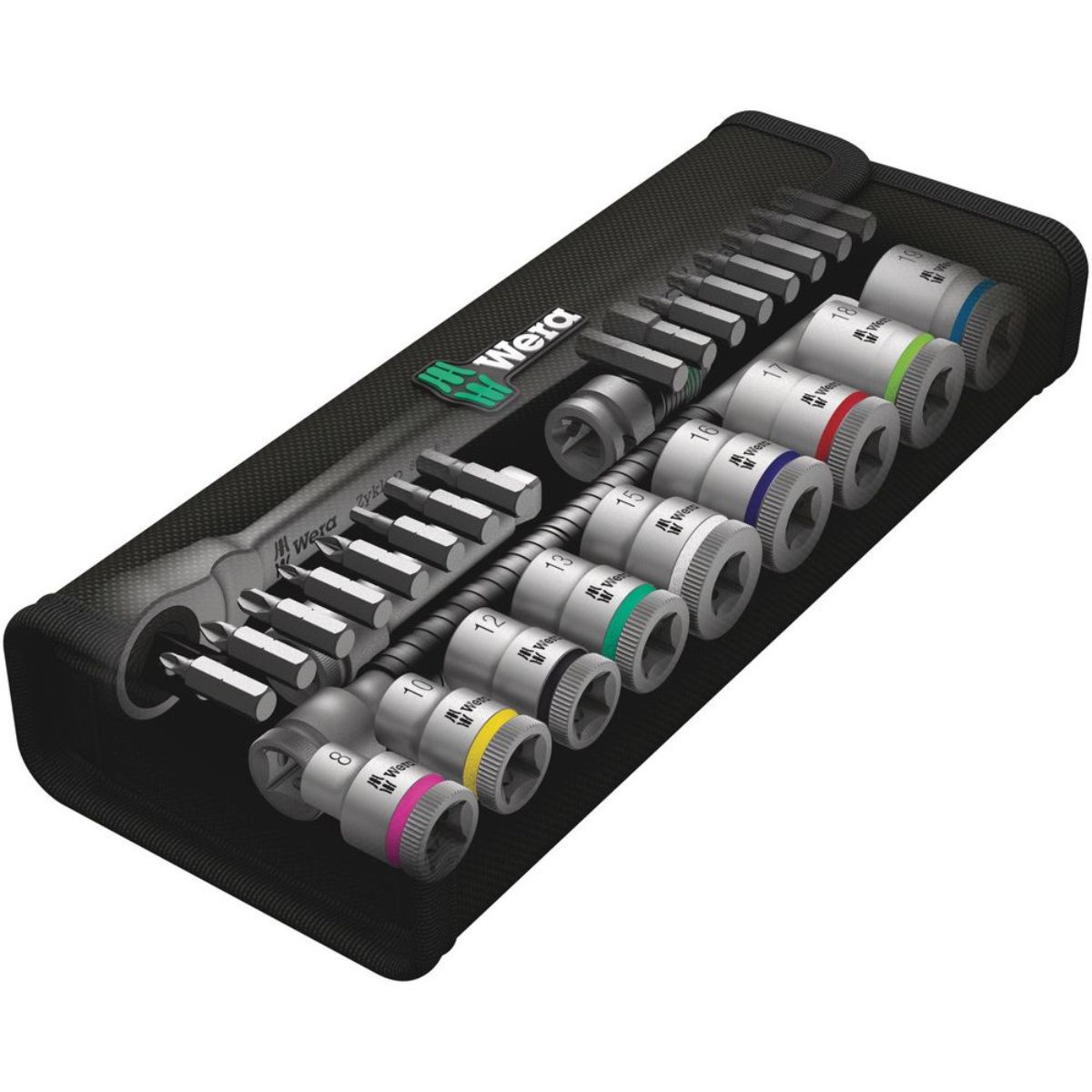 Wera 8100 SB 7 Zyklop Metal-Knarrensatz, Durchsteckvierkant, 3/8"-Antrieb, metrisch, 29-teilig