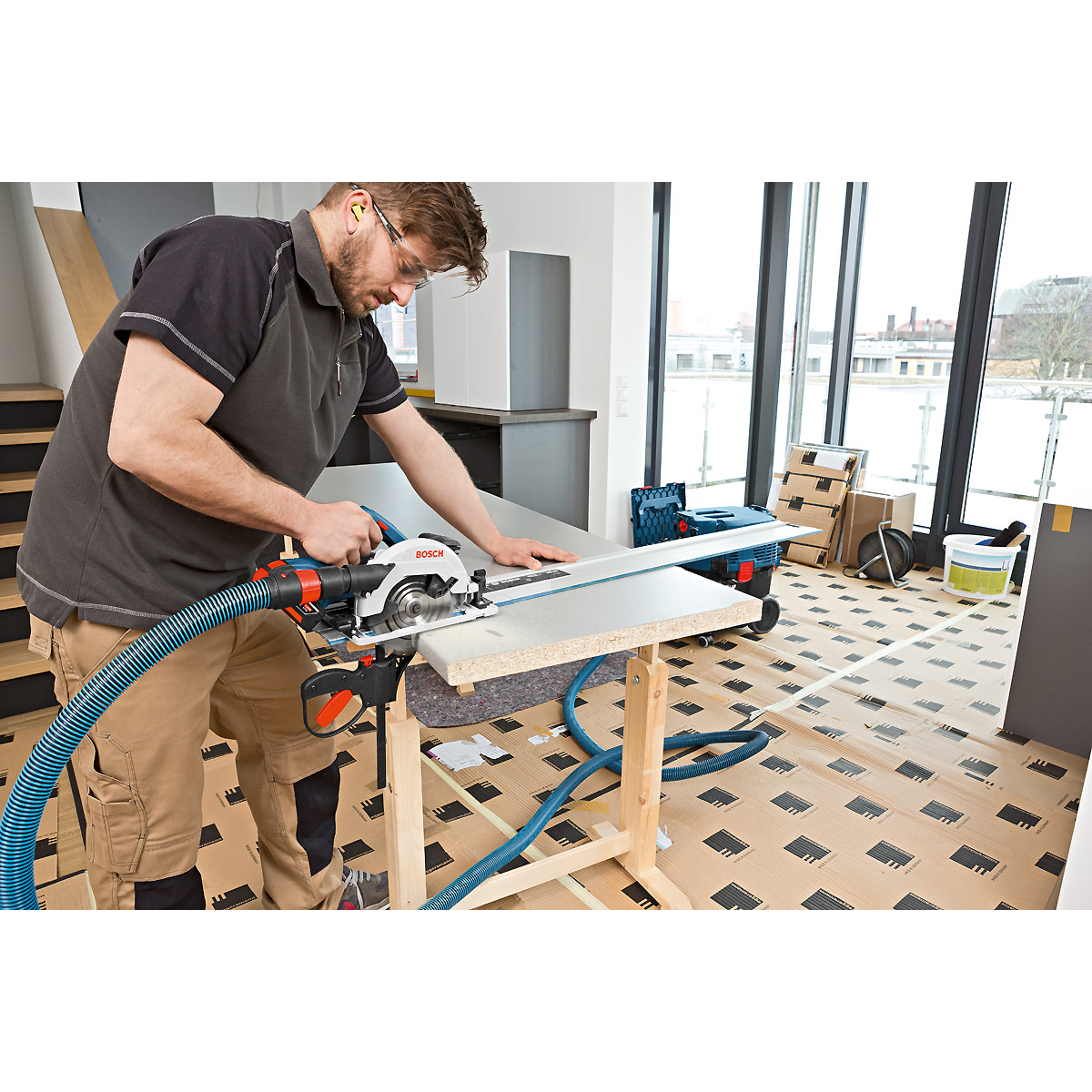 Bosch Akku-Kreissäge GKS 18V-57 G, mit 2 x 4.0 Ah Li-Ion Akku, L-BOXX
