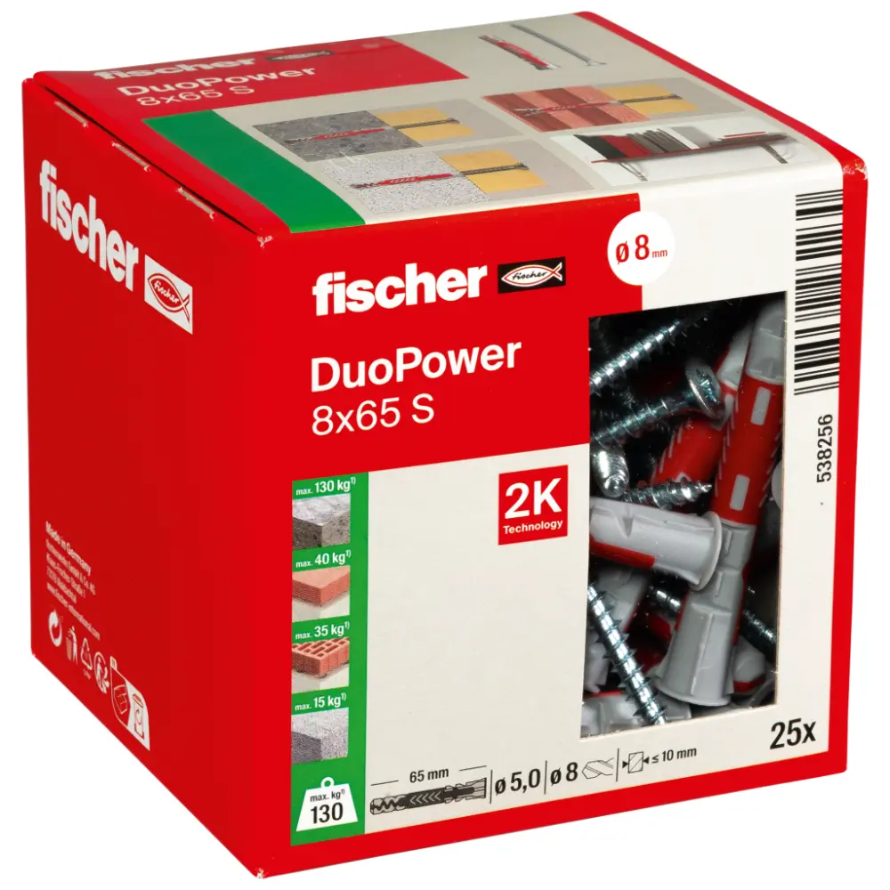 Fischer Universaldübel DuoPower 8x65 S mit Schraube