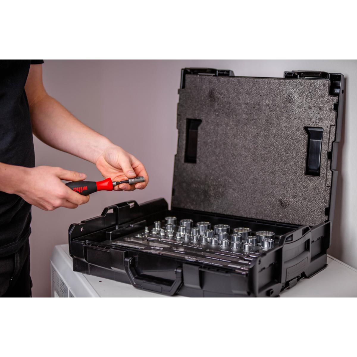 Wiha Steckschlüssel- und Bit Set 1/4 zoll und 1/2 zoll 60-teilges Set mit L-Boxx