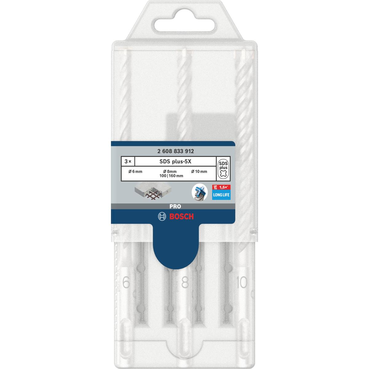 Bosch PRO SDS plus-5X Hammerbohrer 6/8/10 mm, 5-teiliges Set