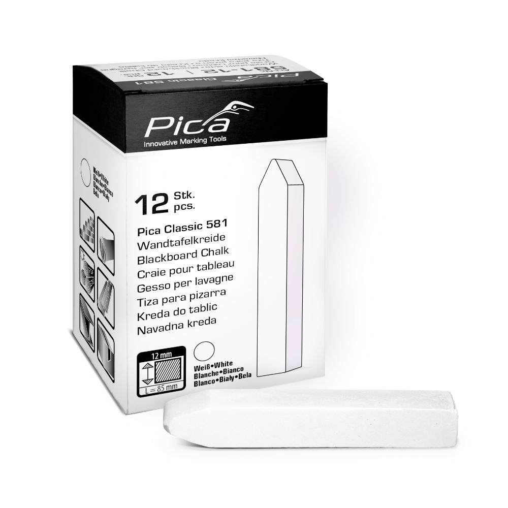 Pica Wandtafelkreide, 12x12x85mm, weiß