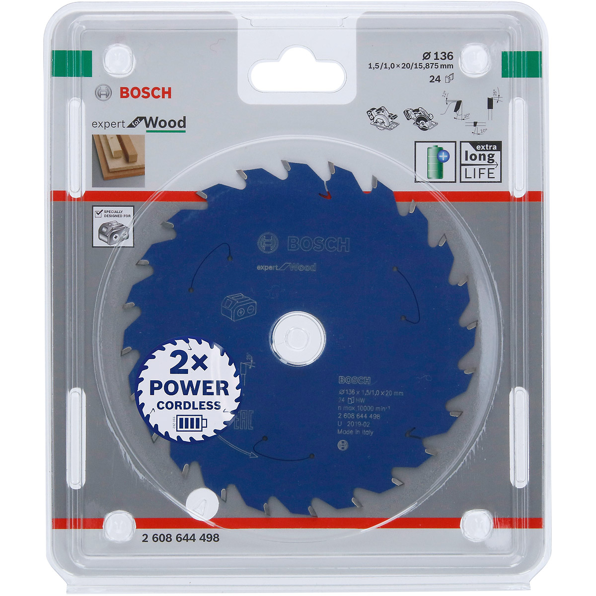 Bosch Akku-Kreissägeblatt Expert for Wood ø 136 mm