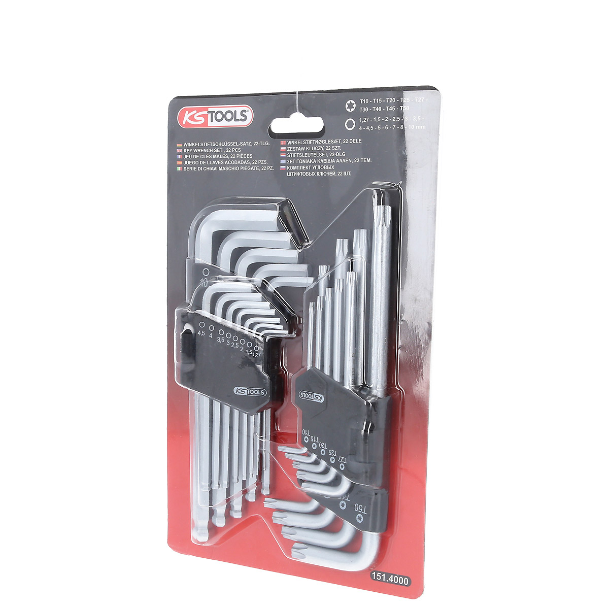 KS Tools Winkelstiftschlüssel-Satz, Torx, Innensechskant, 22-tlg