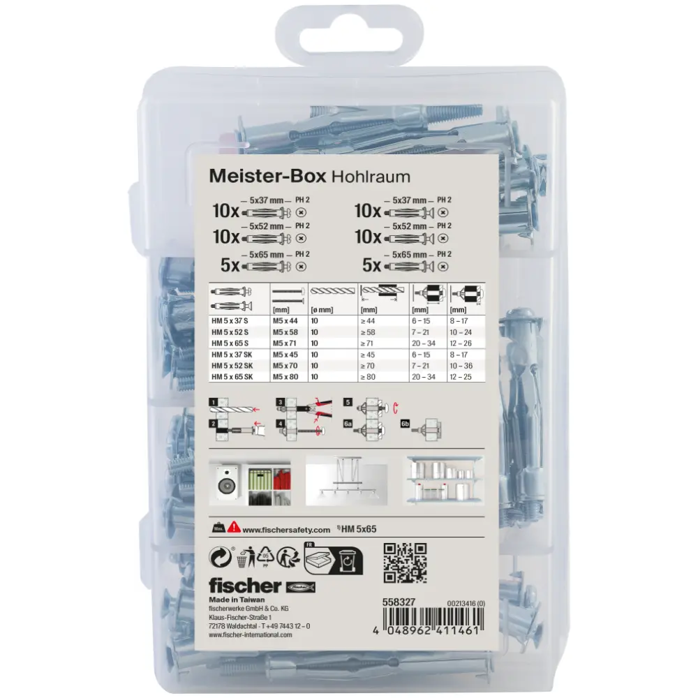 Fischer Dübelsortiment Meister-Box Hohlraum + Schraube (50 Teile)