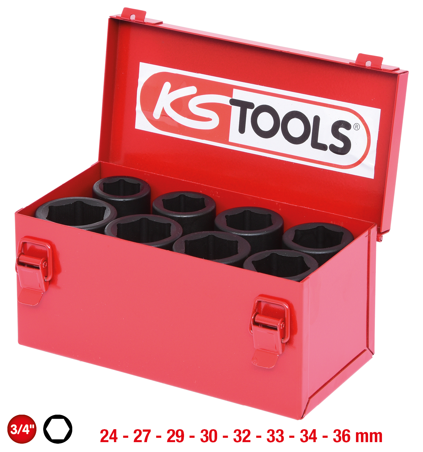 KS Tools 3/4" Sechskant-Kraft-Stecknuss-Satz, 8-tlg lang