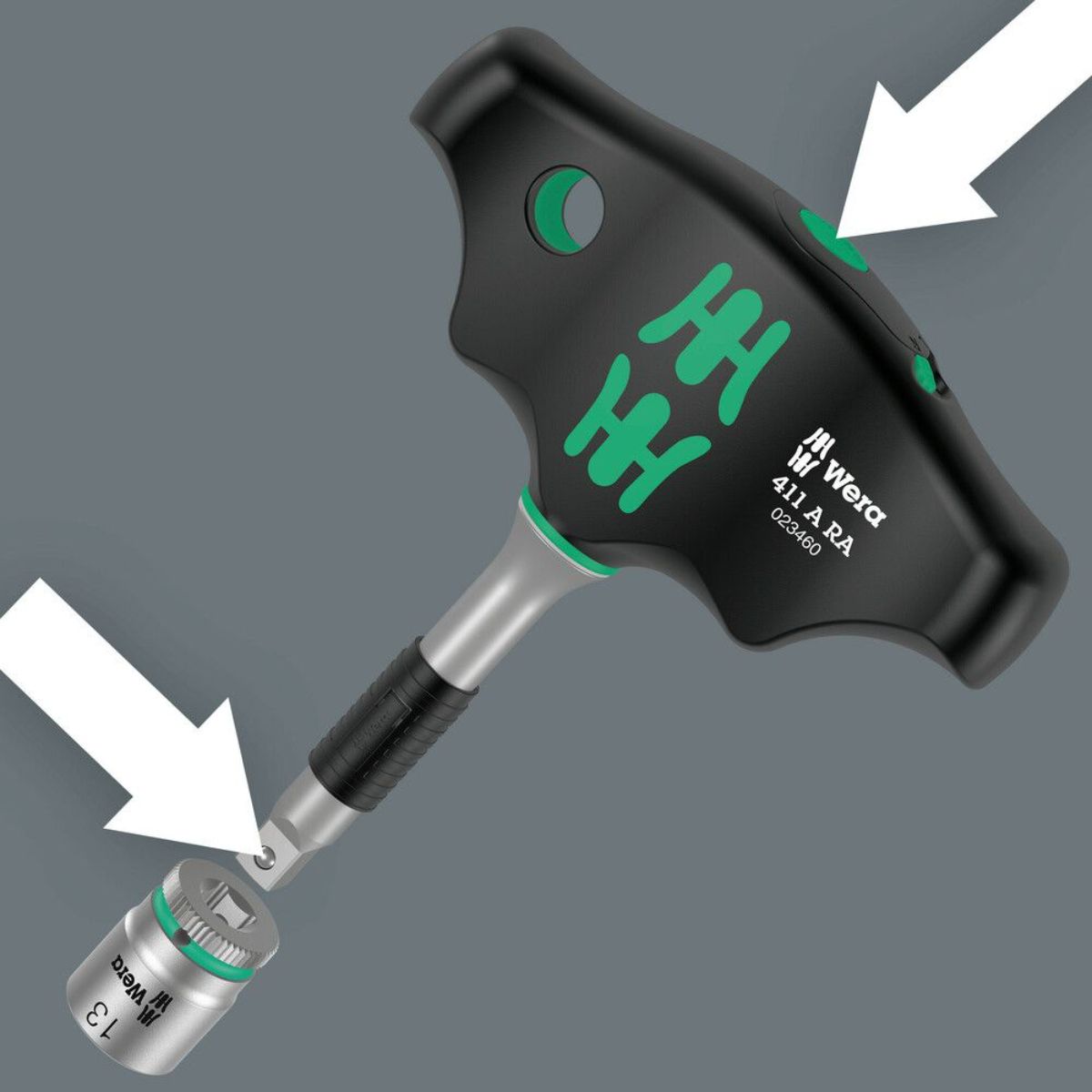 Wera 411 A RA Quergriff-Adapterschraubendreher mit Ratschenfunktion, 1/4"