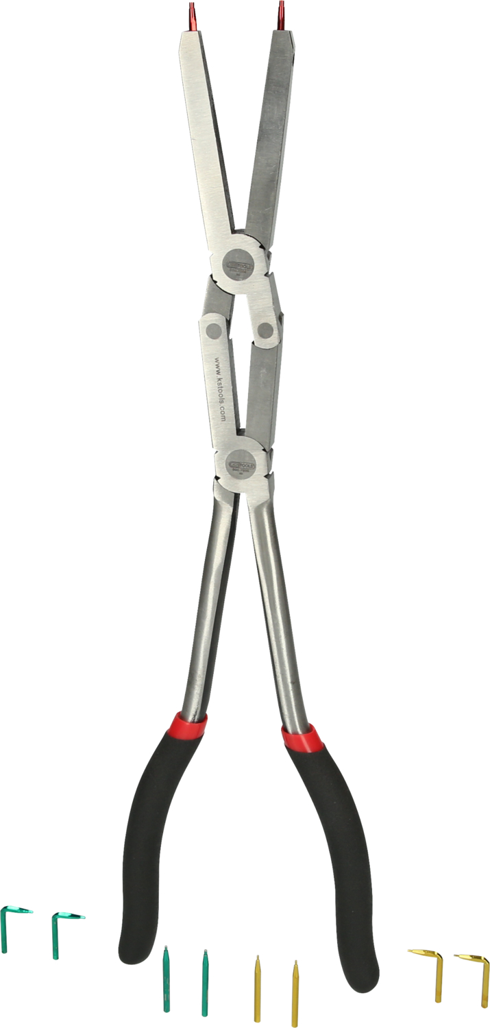 KS Tools Doppelgelenk-Sicherungszange für Innensicherungsringe mit auswechselbaren Spitzen