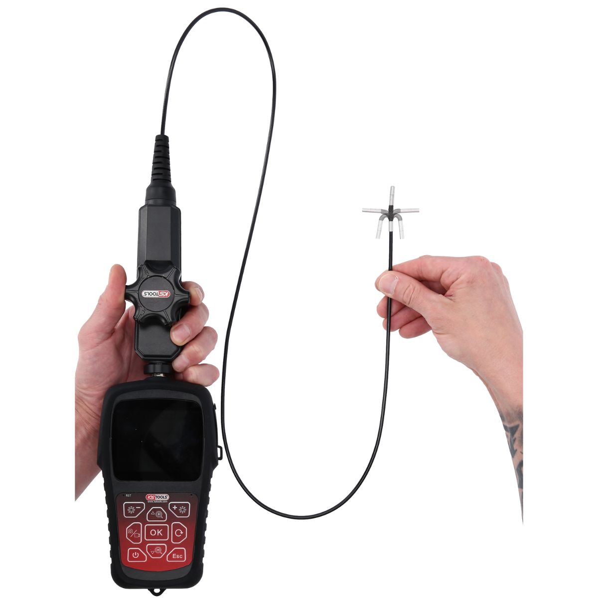 KS Tools HD-Videoskop-Satz mit Durchmesser 3,9 mm 180 + 0 Grad HD Frontkamera-Sonde, flexible PVC Hü