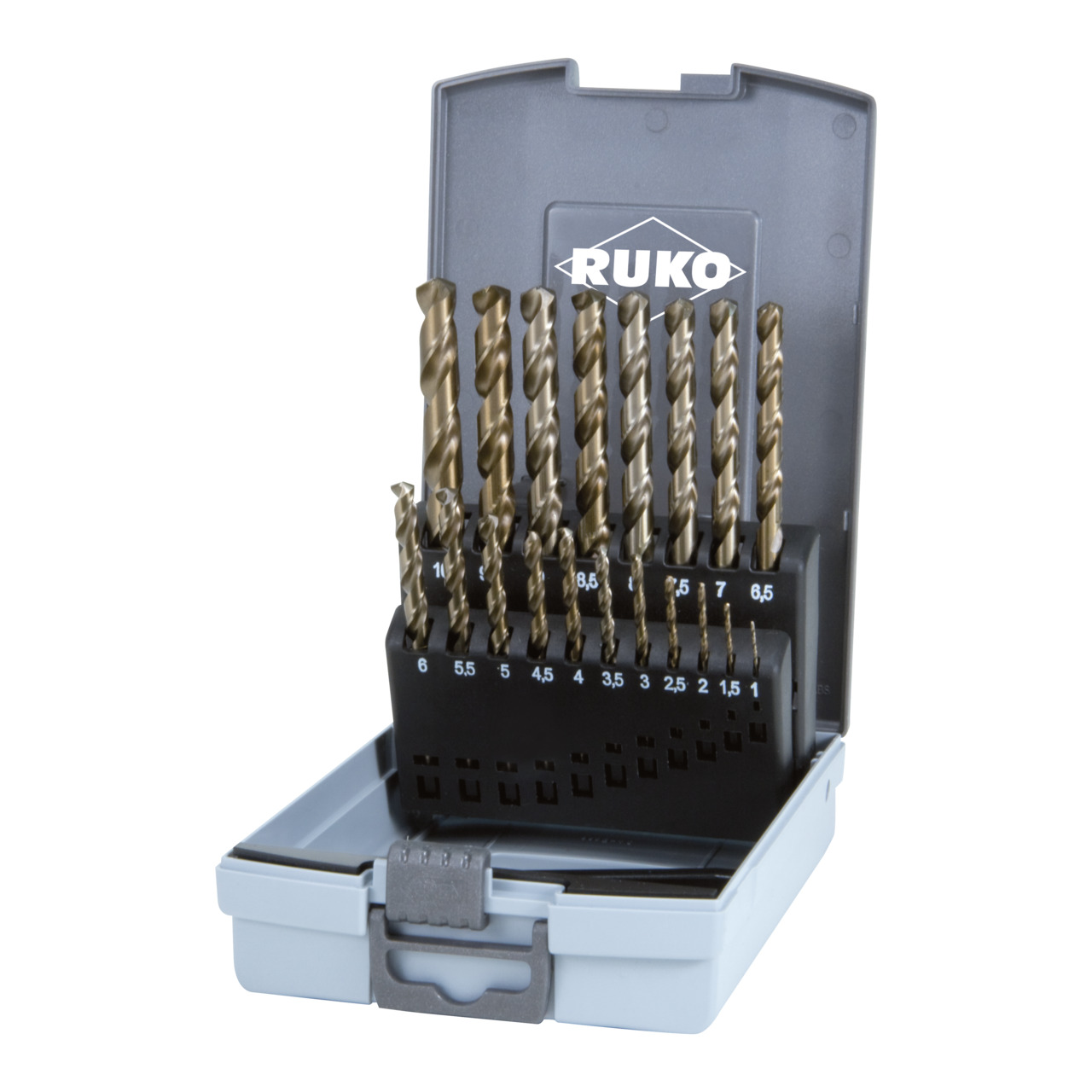 RUKO Spiralbohrer-Satz DIN 338 Typ VA HSS-Co 5 - 19-tlg.