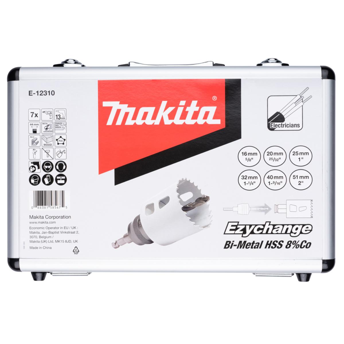 Makita EZYCHANGE Lochsägen-Set Elektriker 7-teilig HSS-BiM 7-tlg. - Ø 16-51 mm