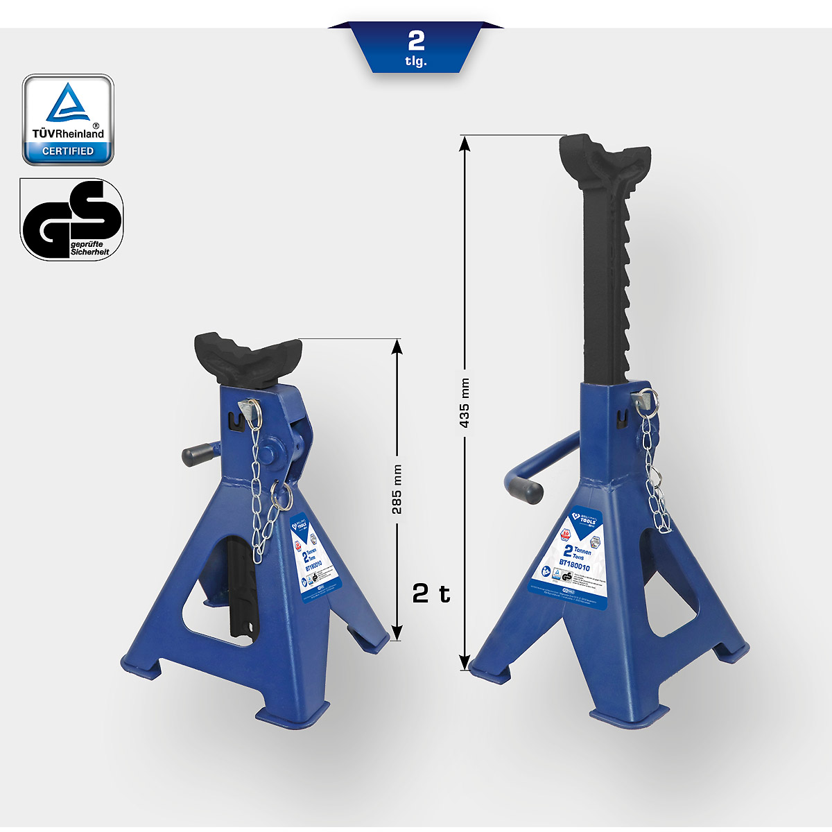 Brilliant Tools Unterstellböcke (Paar) mit Schnellentriegelung, 2 Tonnen