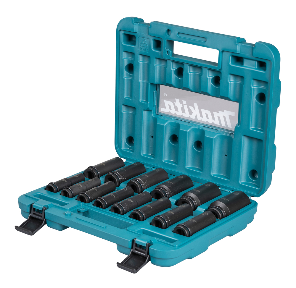 Makita Akku-Schlagschrauber LXT 18V 1/2 Zoll mit IMPACT BLACK Schlagnuss-Set 14-teilig - DTW300TJX7