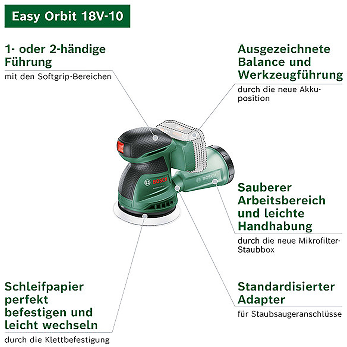 Bosch Akku-Exzenterschleifer EasyOrbit 18V-10