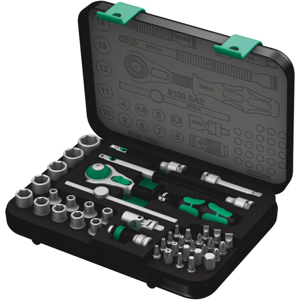 Wera 8100 SA 2 Zyklop Speed-Knarrensatz, 1/4"-Antrieb, metrisch, 42-teilig