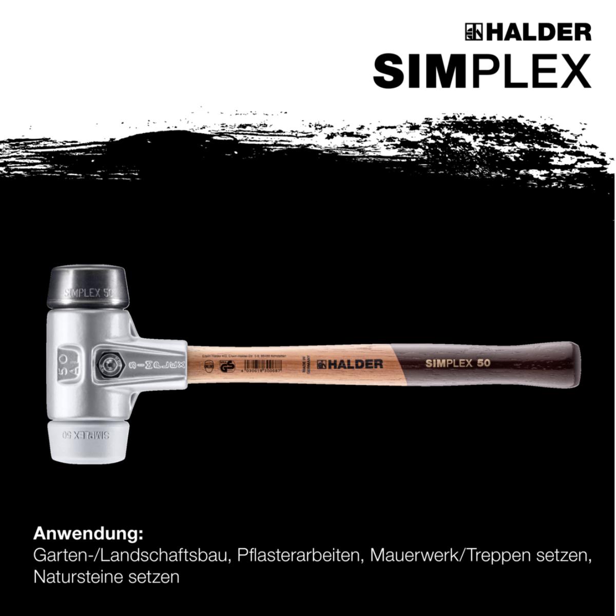 HALDER SIMPLEX - Schonhammer mit Aluminiumgehäuse und hochwertigem Holzstiel, Gummikomposition