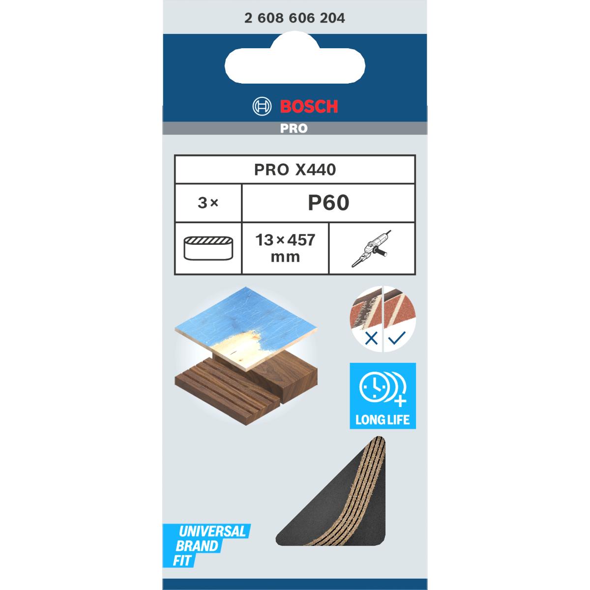 Bosch PRO Schleifband X440 Best for Wood and Paint, 13 x 455 mm