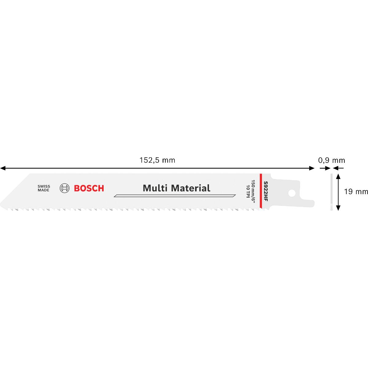 Bosch Multi Material S922HF Blatt, 0,9 x 19 x 150 mm, 25-Stück