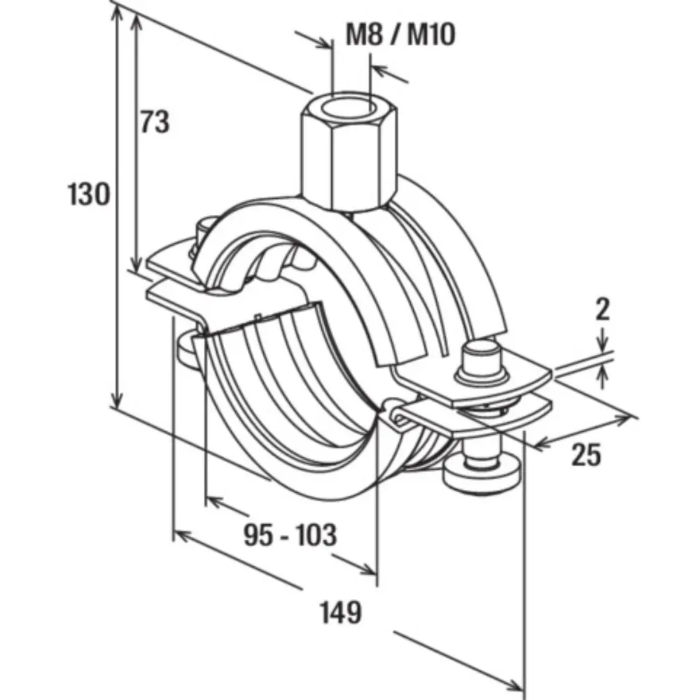 Fischer Rohrschelle FRS 95-103 M8/M10 zinklamellenbeschichtet