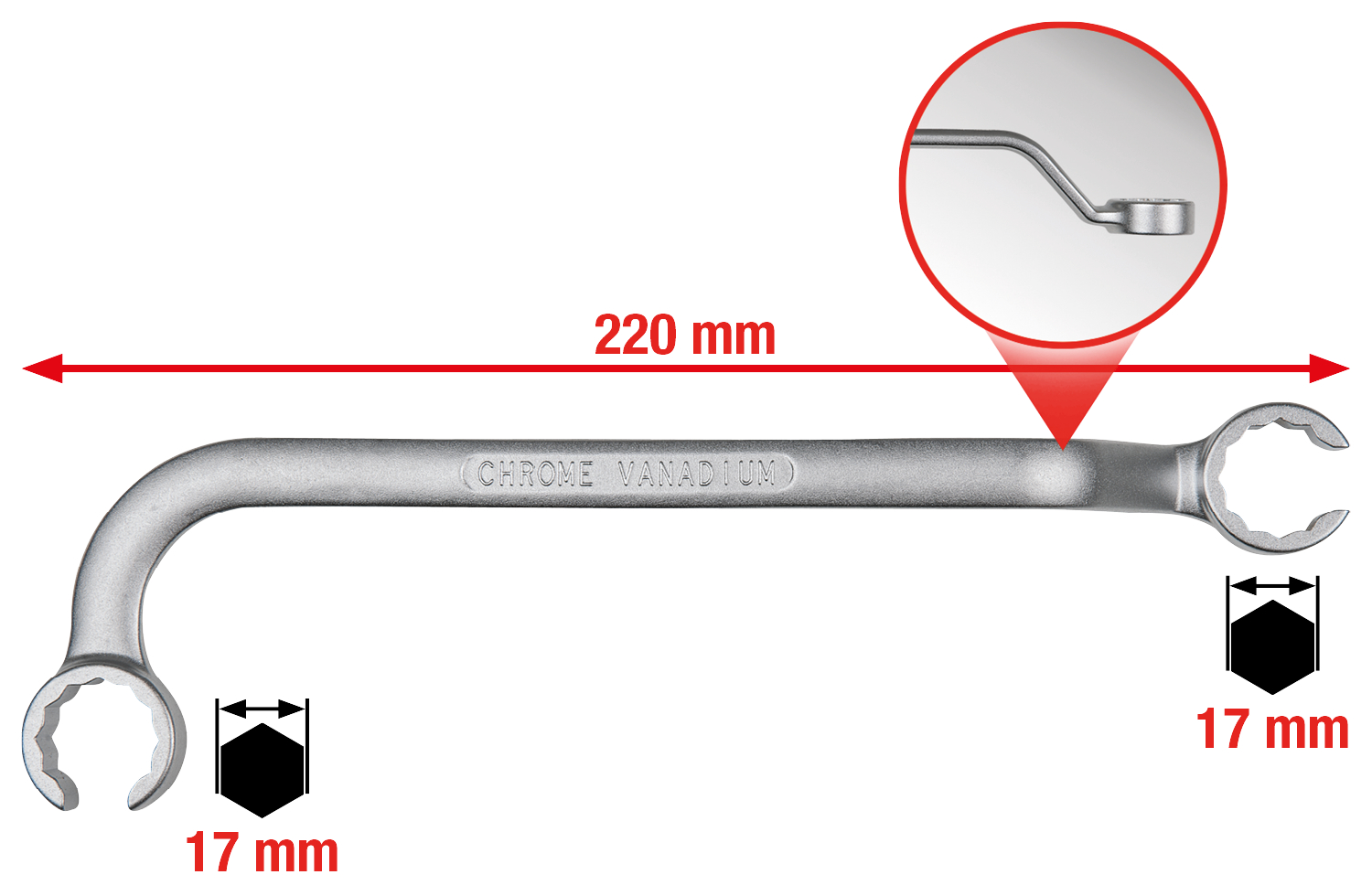 KS Tools Doppel-Ringschlüssel für Einspritzleitungen, 17 x 17 mm