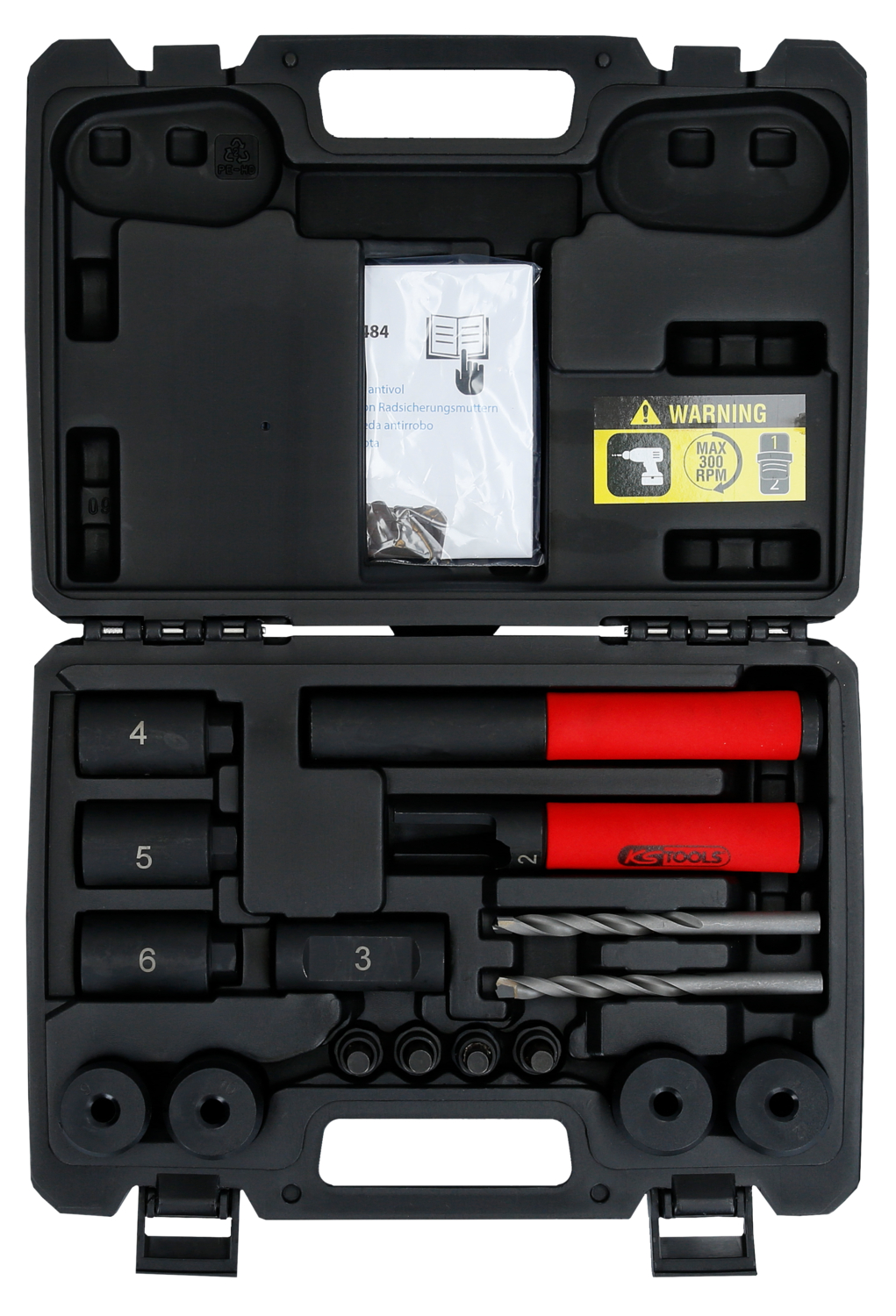 KS Tools Felgenschloss-Ausbohr-Satz, 16-tlg