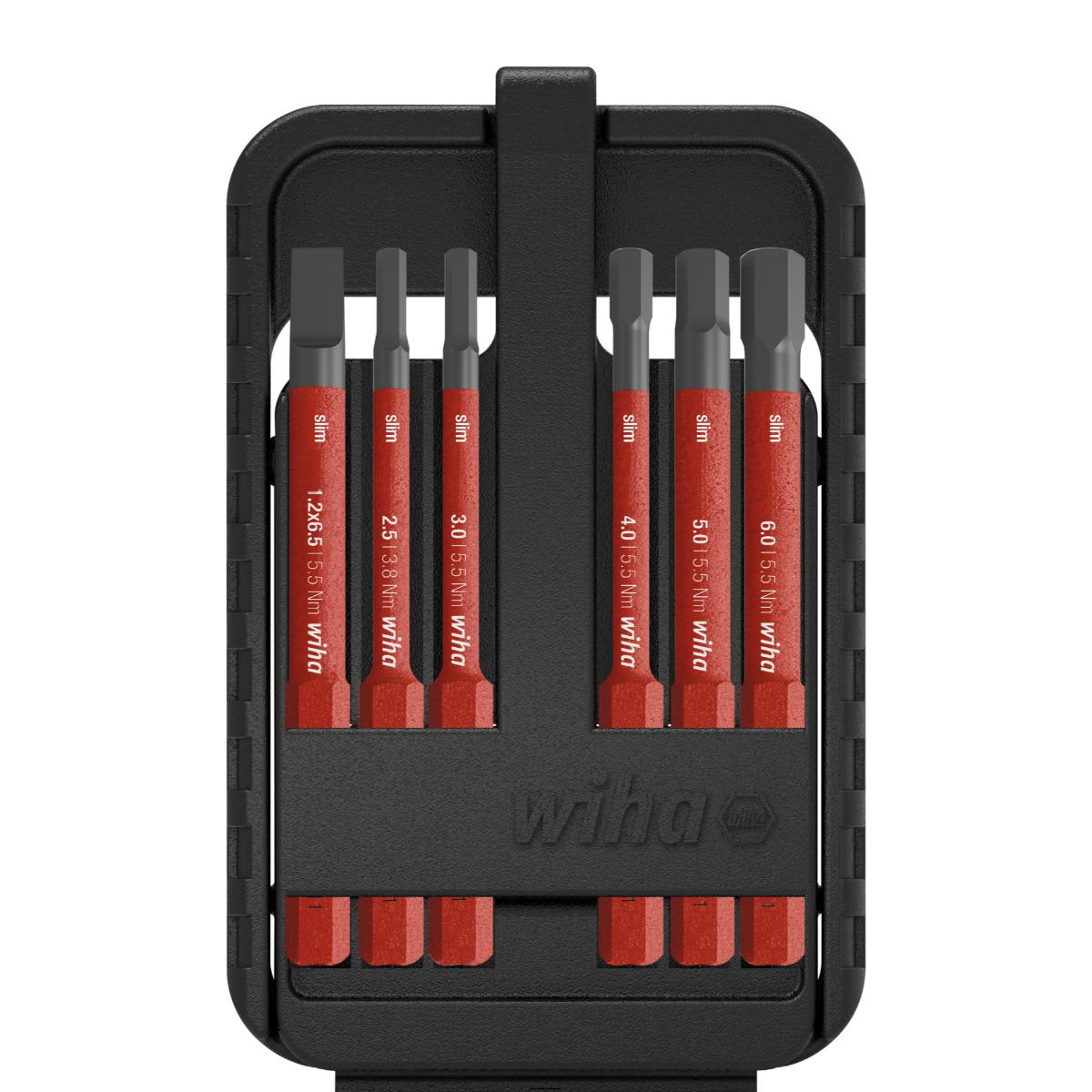 Wiha Bit Set slimBit electric Schlitz, Sechskant 6-teilges Set