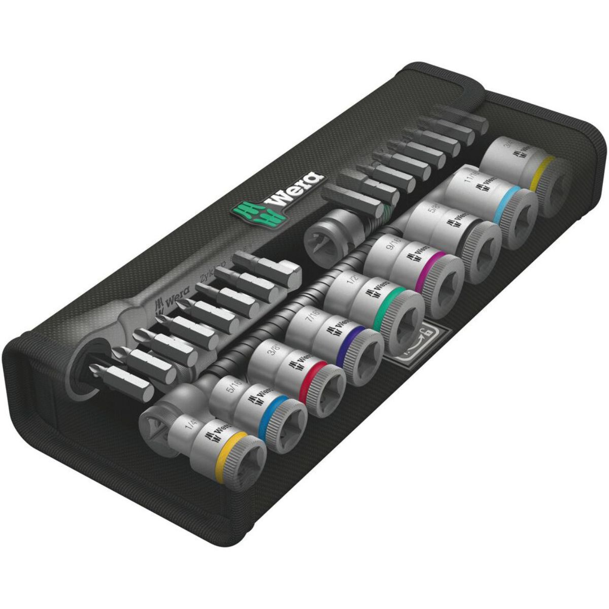 Wera 8100 SB 11 Zyklop Metal-Knarrensatz, Umschalthebel, 3/8"-Antrieb, zöllig, 29-teilig