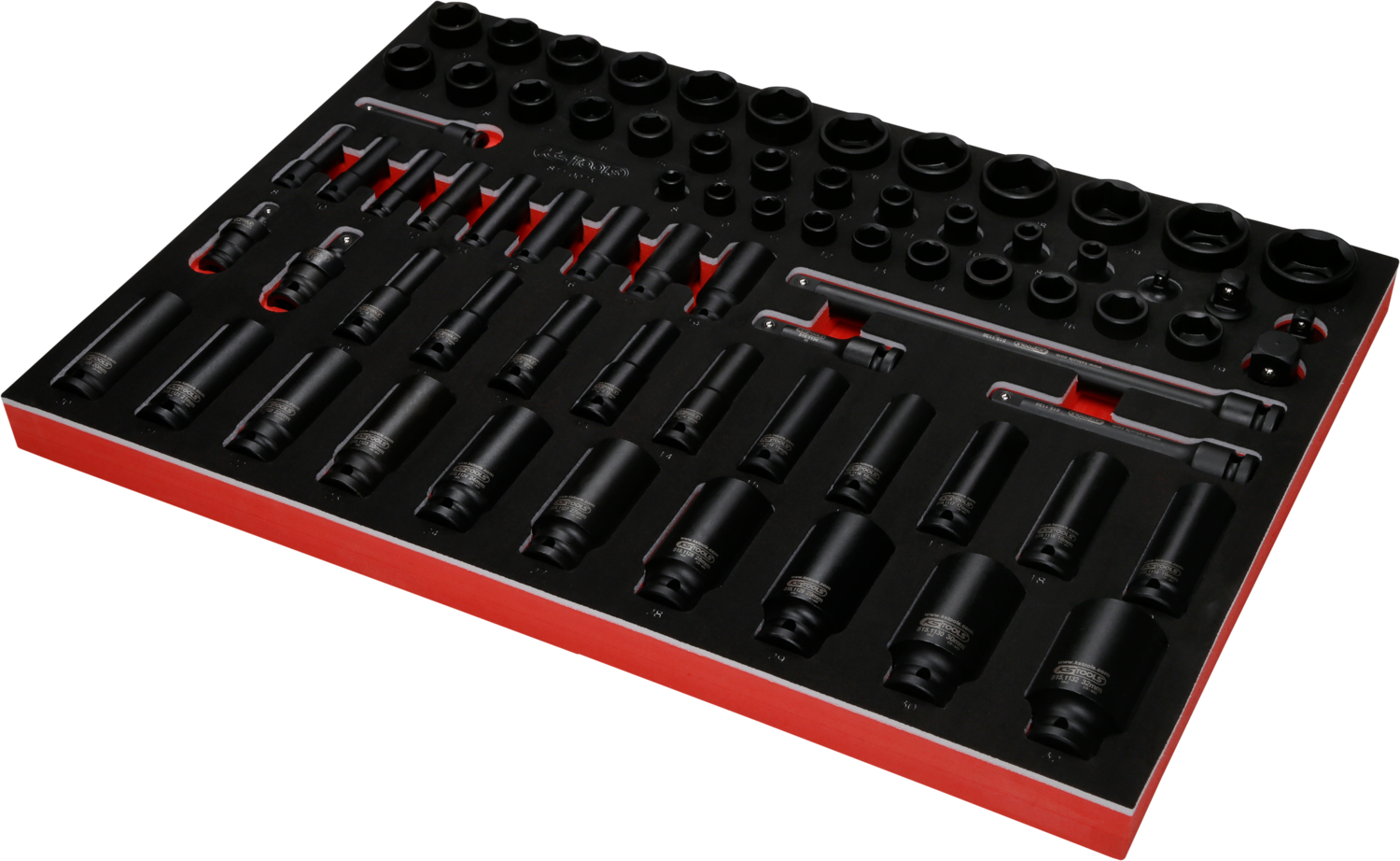 KS Tools 3-8'' + 1-2'' Kraft-Steckschlüssel-Satz in Schaumstoffeinlage, 73-tlg