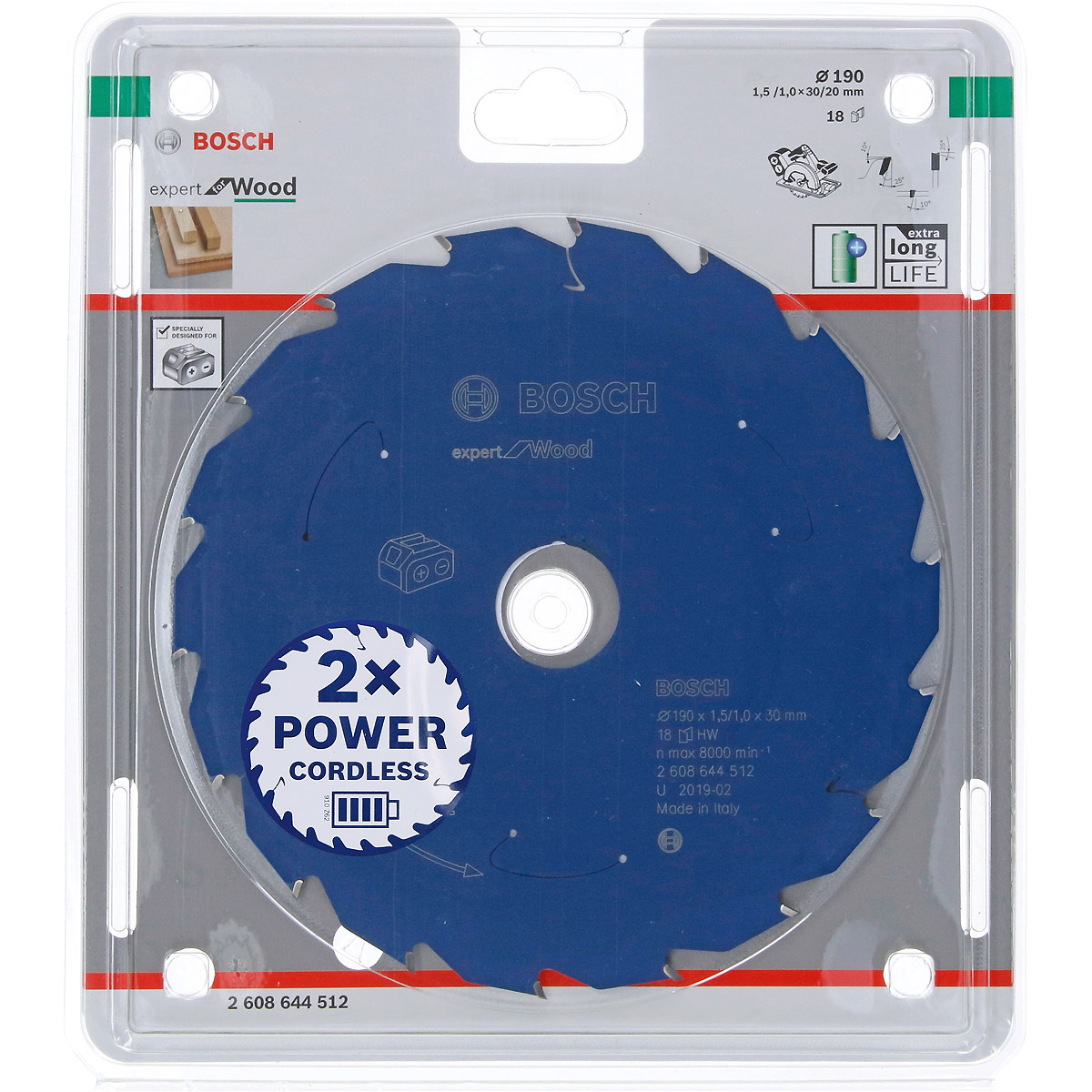 Bosch Akku-Kreissägeblatt Expert for Wood ø 190 mm