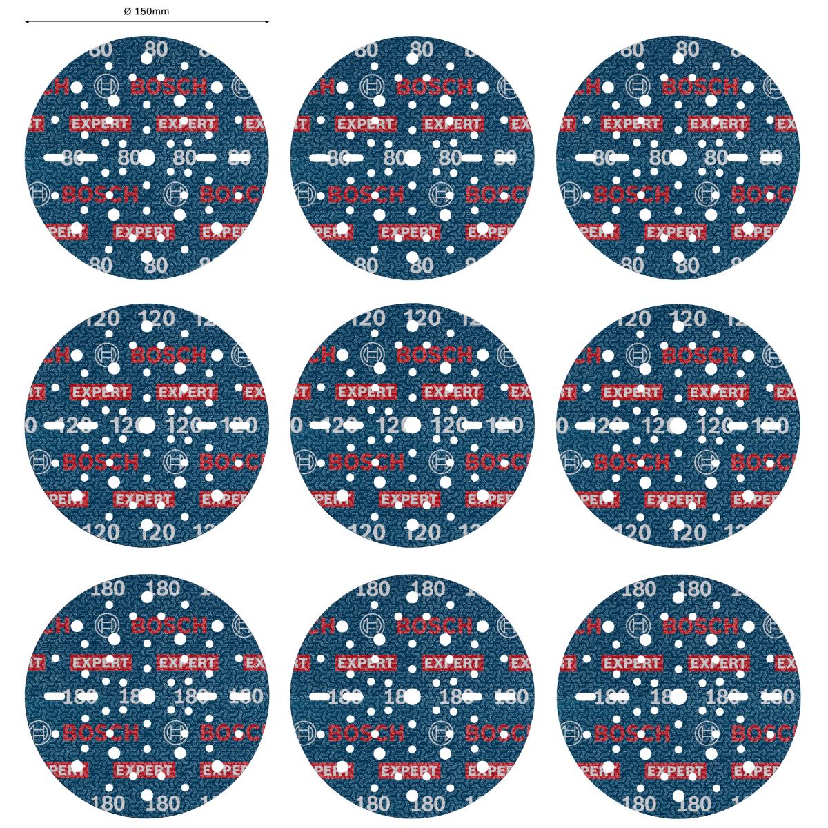 Bosch EXPERT O780 Folienschleifscheiben 150 mm, 9-teiliges Set