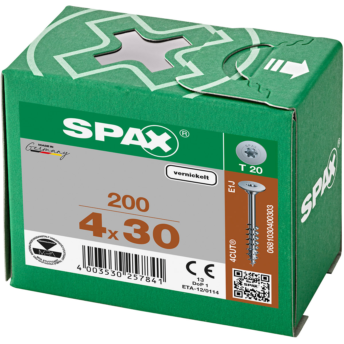 SPAX Korpusverbinder T-Star Plus T20 Teilgewinde vernickelt, 200 Stück