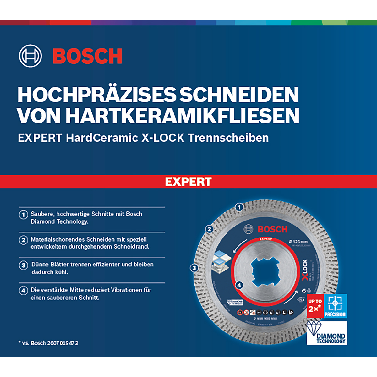 Bosch EXPERT HardCeramic X-LOCK Diamanttrennscheiben für kleine Winkelschleifer, 125x22.23x1.6x10