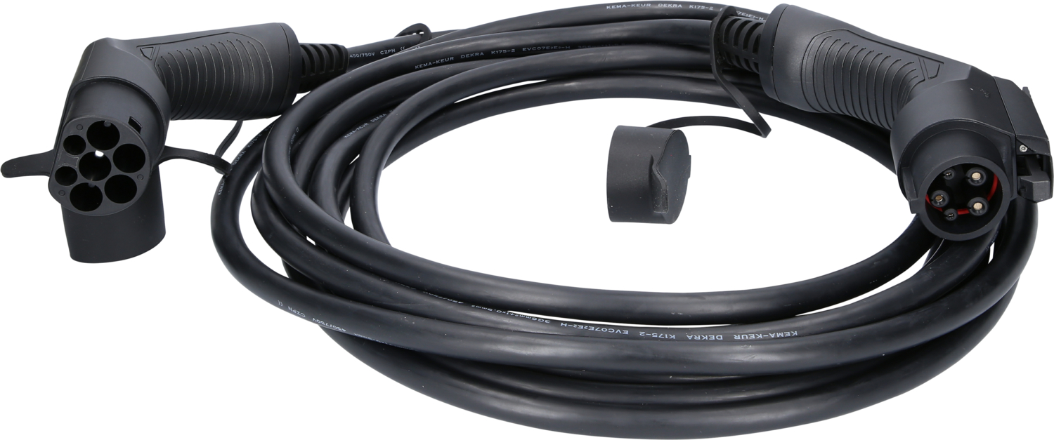 efuturo Ladekabel gerade, Typ 2 auf Typ 1 Stecker, 1 Phase, bis zu 7,4 kW, 32 A, 230 V, Mode 3, 8m