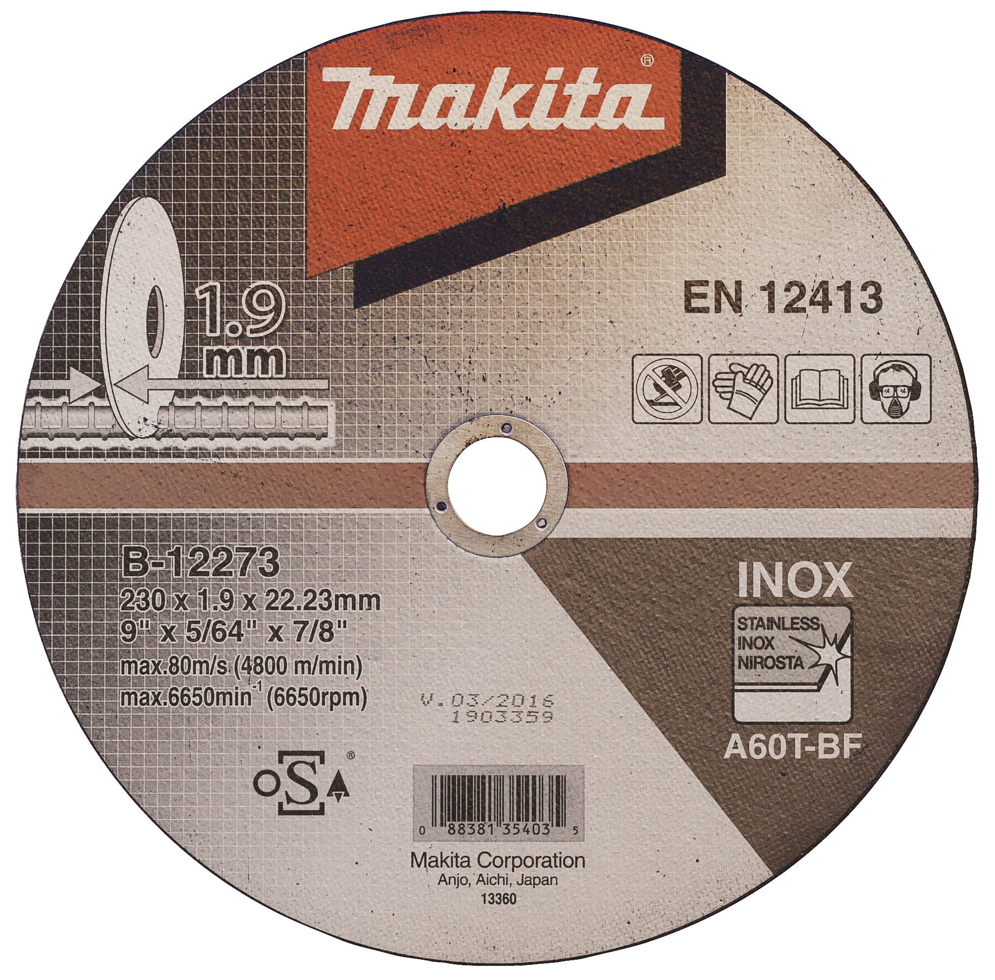 Makita Trennscheibe INOX, 230 x 1,9 mm - 10 Stück - B-12273