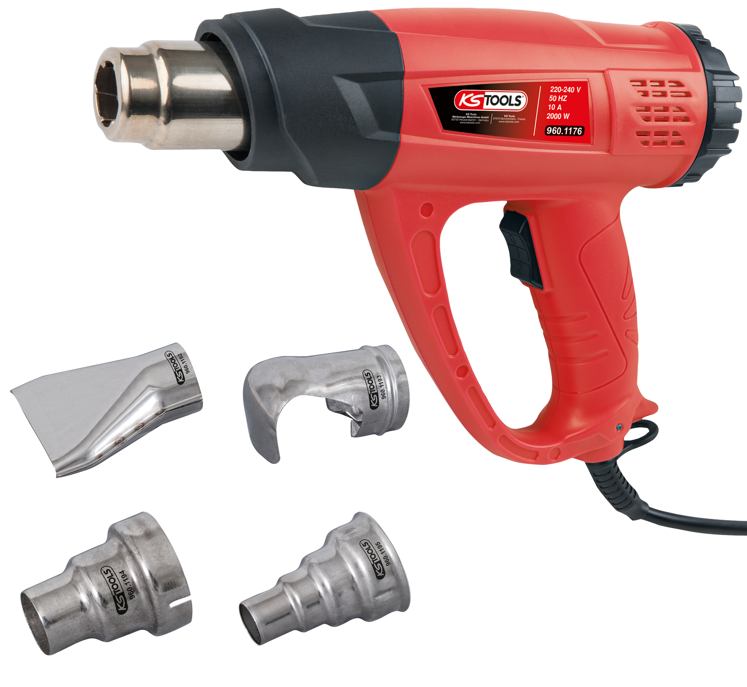KS Tools Heißluftgebläsepistolen-Satz, Digital, 5-tlg