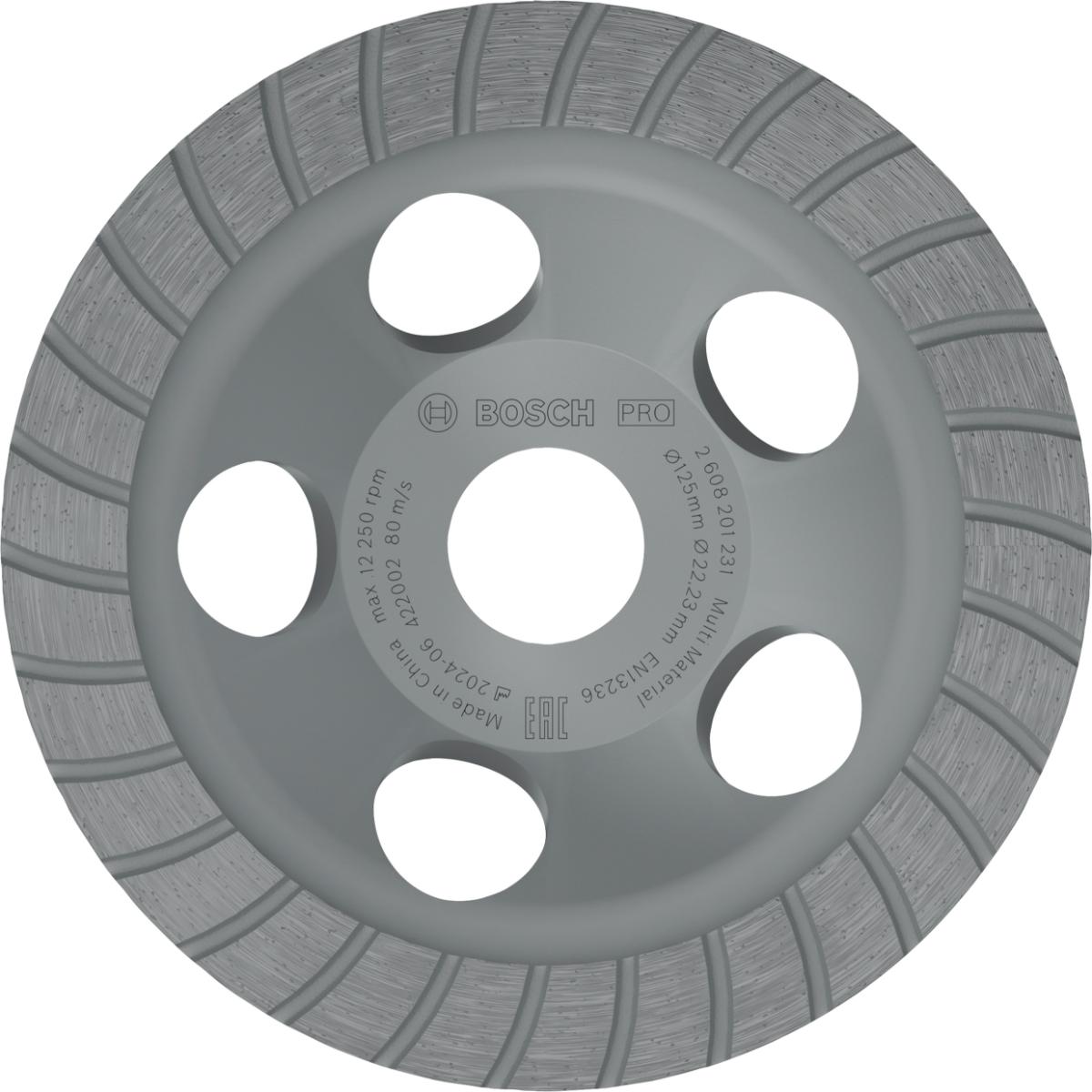 Bosch PRO Diamanttopfscheibe Best for Universal Turbo, 125 x 22,23 x 5 mm, gelb