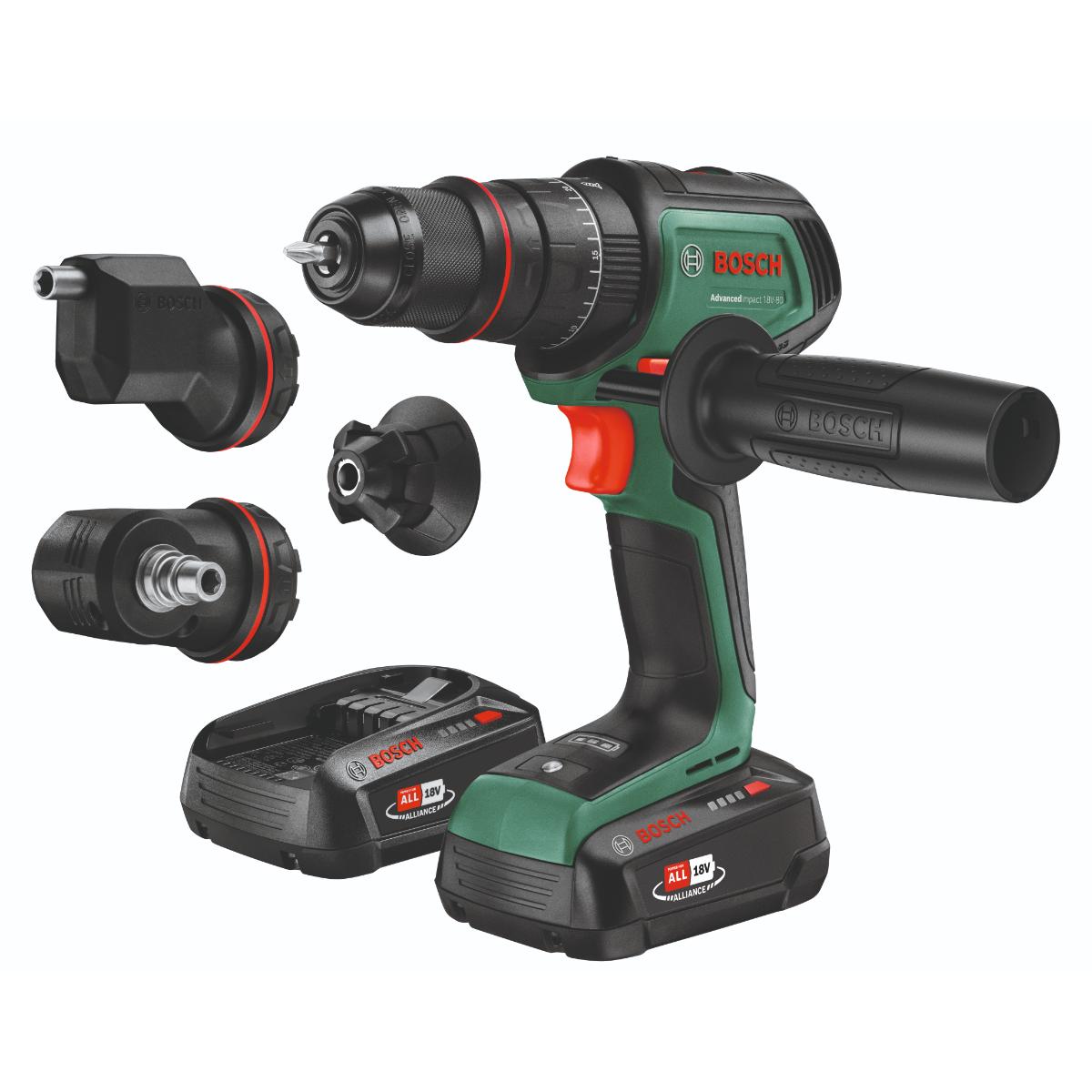 Bosch Akku-Schlagbohrmaschine AdvancedImpact 18V-80 QuickSnap,2x Akku 2.5Ah,Aufsätze