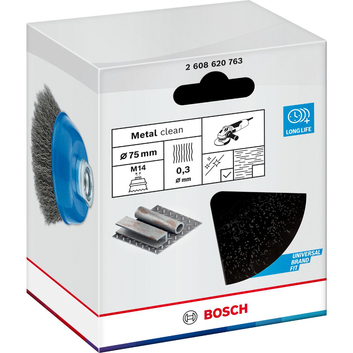 Bosch Metal clean Topfbürste, 75 x 0,3 mm,M10, gewellt