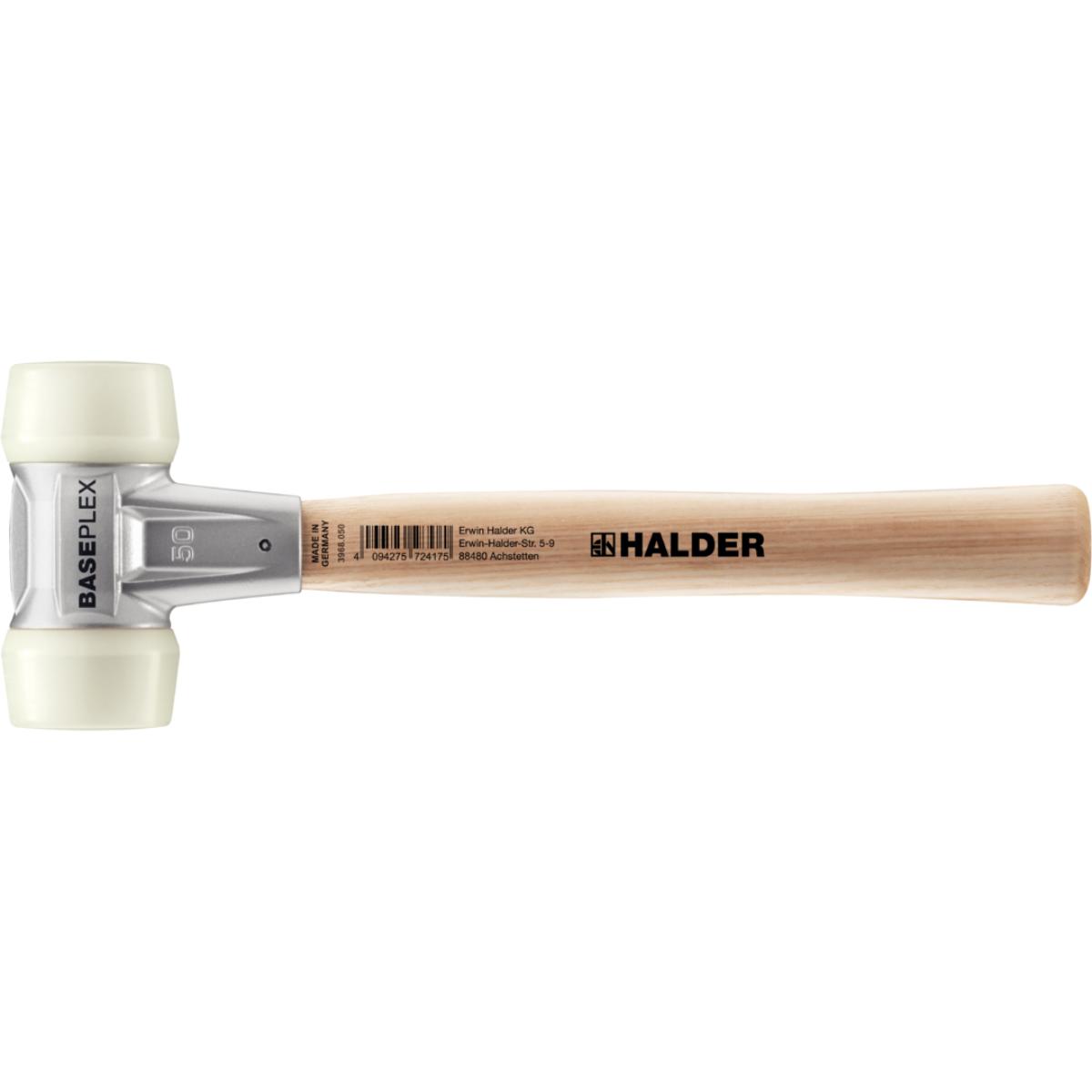 HALDER BASEPLEX - Schonhammer mit Zinkdruckguss - Gehäuse und Holzstiel, Nylon