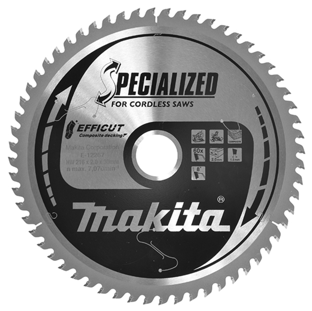 Makita Sägeblatt 216x2,0x30, 60Z EFFICUT, WPC/Holz - E-12267