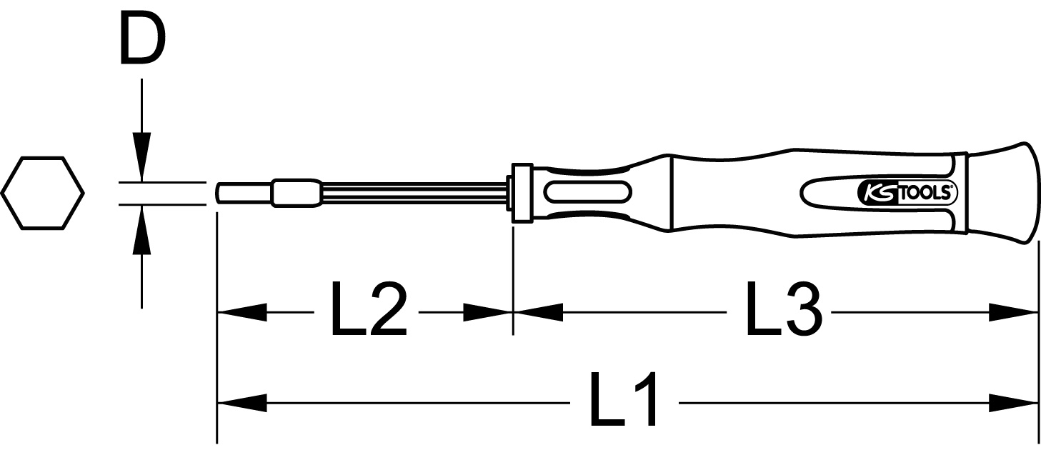 KS Tools Feinmechanik-Schraubendreher Außensechskant