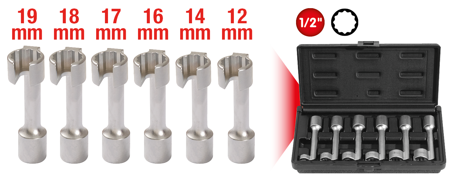 KS Tools 1/2" Offener Ring-Steckschlüssel-Satz, 6-tlg