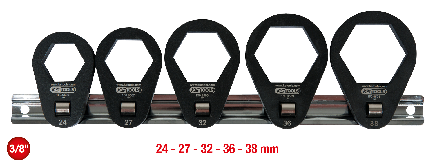 KS Tools 3-8“ Einsteck-Ringschlüssel-Satz, extra flach, 5-tlg