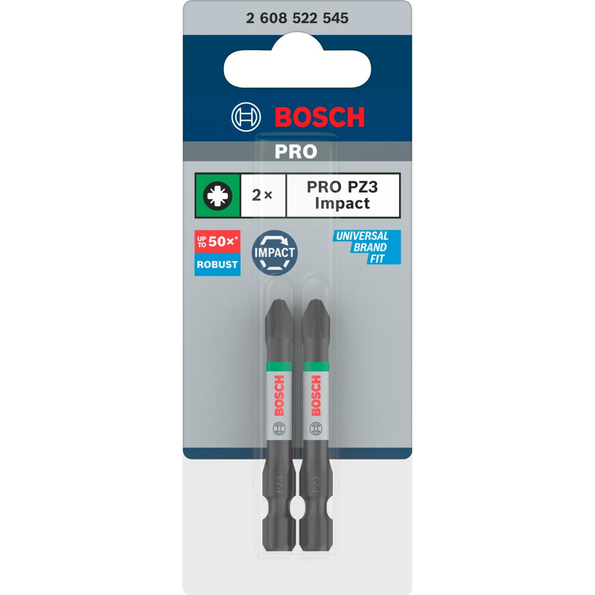 Bosch PRO Pozidriv Impact Bit,PZ3,55 mm - 2 Stück