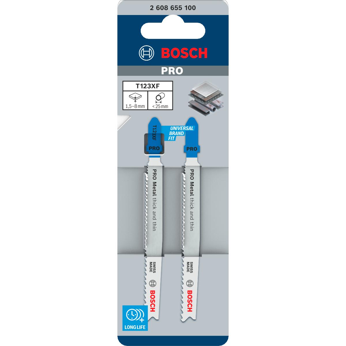 Bosch PRO Metal thick and thin T123XF Stichsägeblatt,100 mm - 2 Stück