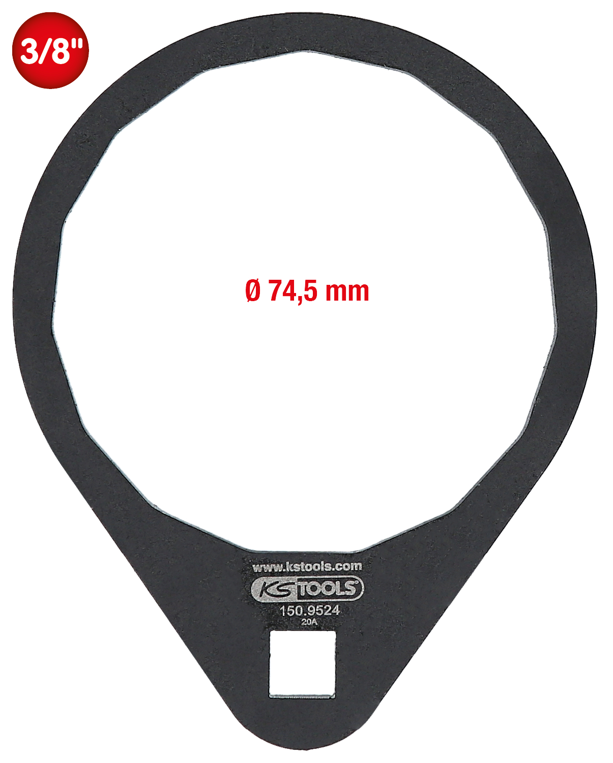 KS Tools 3/8" Ölfilterschlüssel Ø 74,5 mm - 15 Flächen