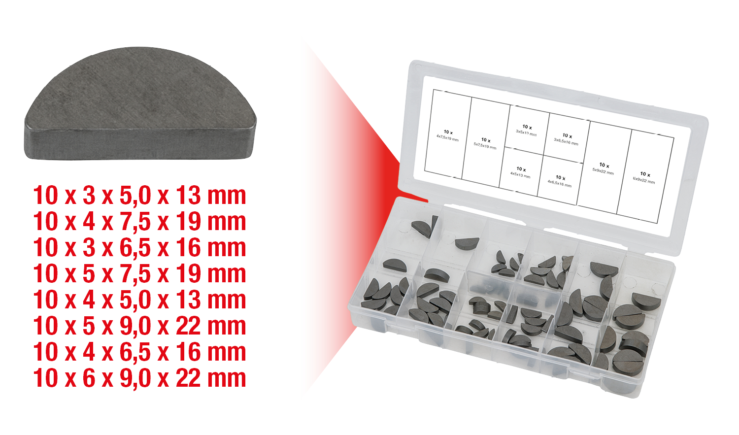 KS Tools Sortiment Federkeile, 80-tlg