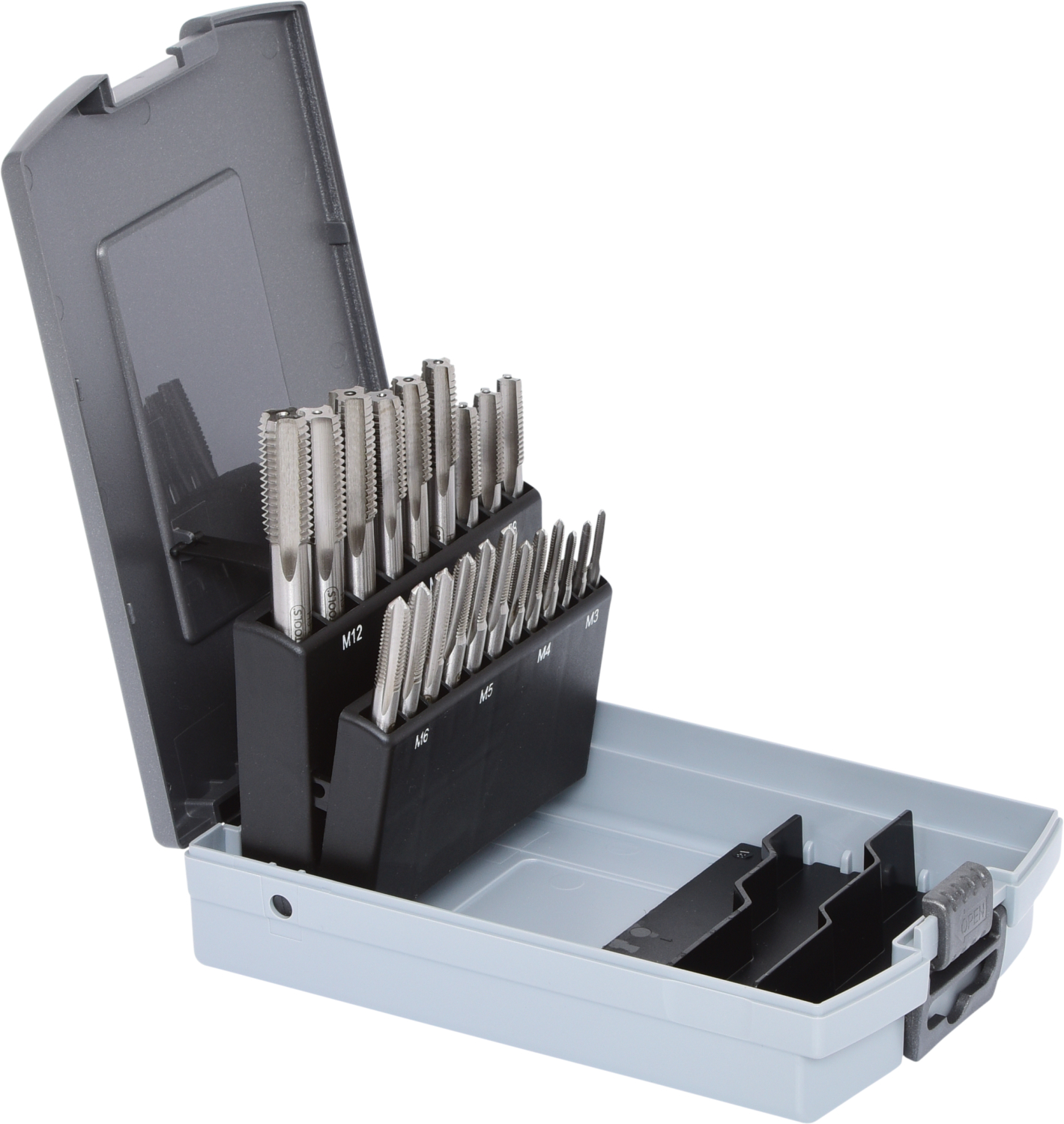 KS Tools HSS Handgewindebohrer-Satz M, Kunststoffkassette 21-tlgM3-M12