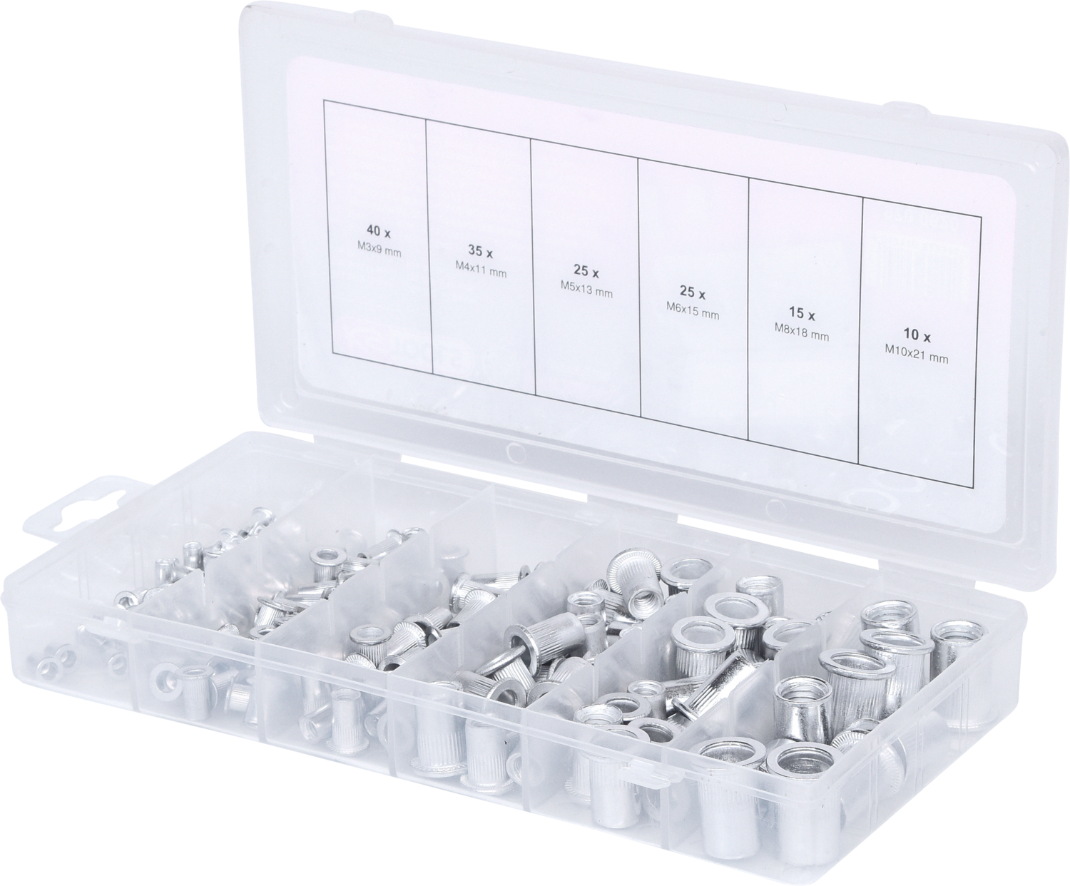 KS Tools Sortiment Gewindenieten, Aluminium, M3x9mm-M10x21mm, 150-tlg