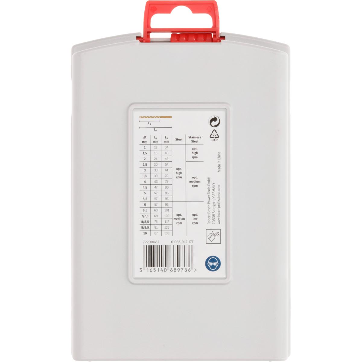 Bosch Metallbohrer-Set HSS-Co (Cobalt-Legierung), ProBox, 19-teilig, DIN 338, 1-10 mm